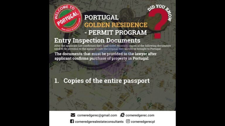 Portugal Golden Residence Permit Program Part6 Process Entry Inspection Documents