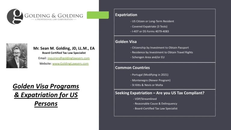 Golden Visa Program – Citizenship or Residence Program for American Expatriates