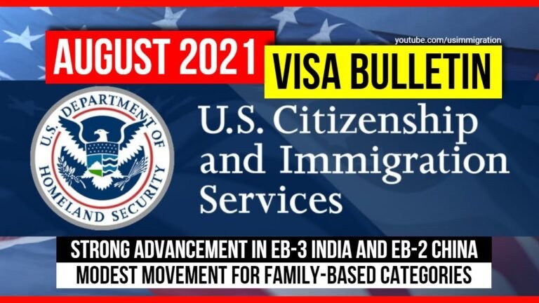 August 2021 Visa Bulletin | Strong Advancement in EB3 India & EB2 China | Less movement in Family