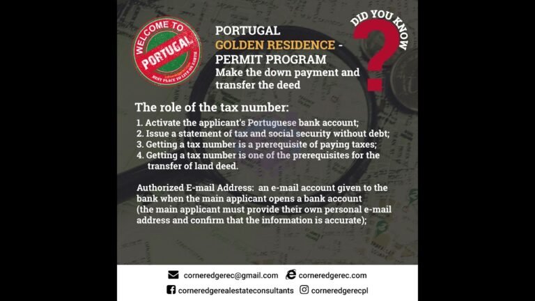 Portuguese Golden Residence Permit Program PGRPP 5 Process Pay Principal & transfer land lease