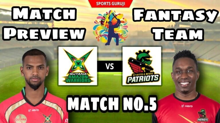 St Kitts & Nevis Patriots vs Guyana Amazon Warriors, CPL 2021 Match No.5, Match Preview Dream11 Team