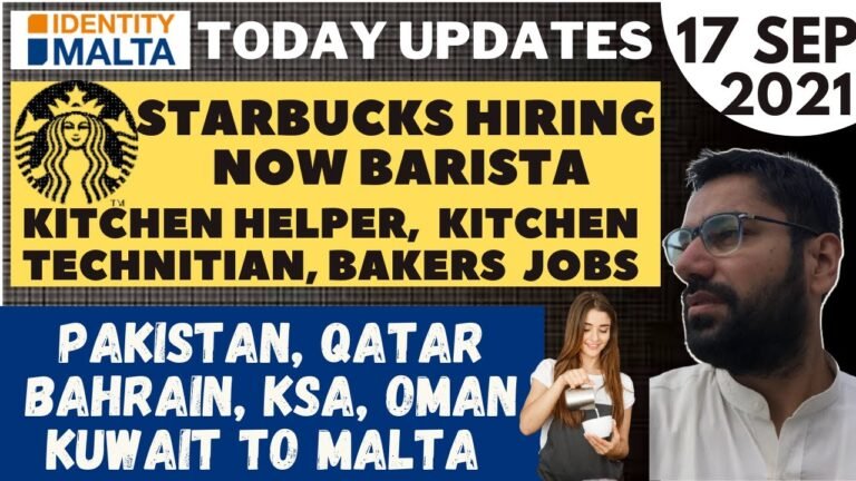 Starbucks Malta Hiring Barista I MALTA 🇲🇹 Visa VFS & Identity Malta Central Visa Unit Latest Updates