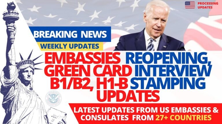 US Embassy Reopening, Green Card Interview, B1/B2, H1-B Visa Stamping Updates, Immigration News