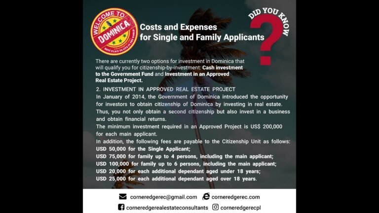 Citizenship By Investment for Dominica Costs and Expenses for Single and Family Applicants