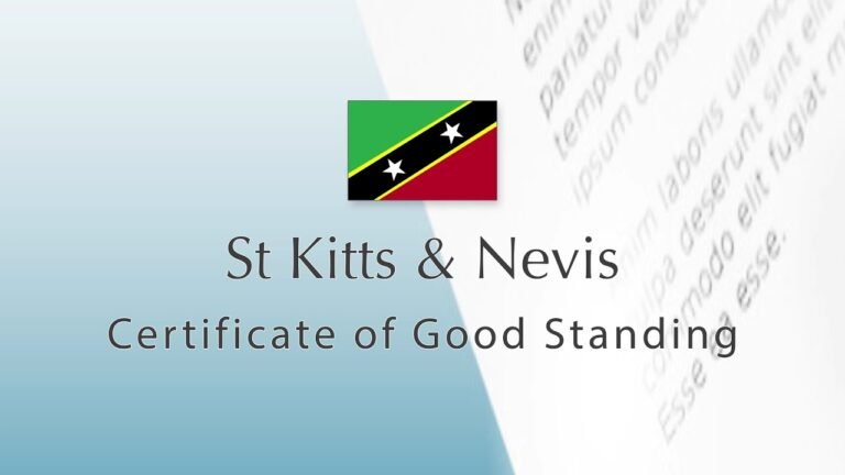 St Kitts and Nevis – Certificate of Good Standing