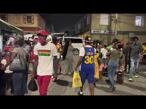 Christmas Eve walking market street Antigua and Barbuda 24 December 2021