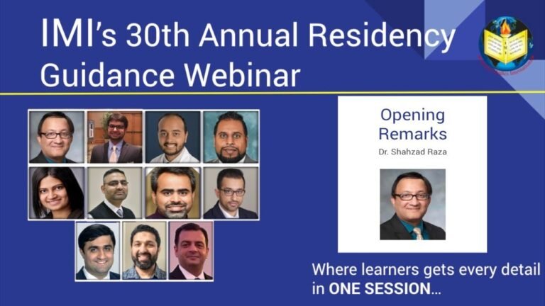 Dr. Shahzad Raza  – IMI's Residency Webinar – Opening Remarks….