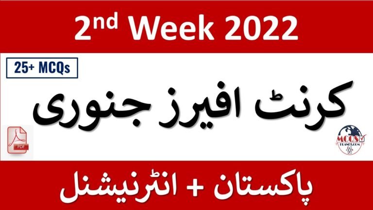 January 2nd week Current Affairs 2022 | Pakistan Affairs January -2022 | Weekly Current Affairs 2022