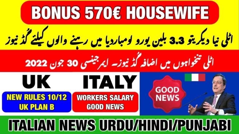 New Italy Good News for Workers | New Decreto 2022 | Italian News in Urdu | Italy News