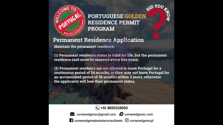 Portugal Golden Resident Permit Program Part1 Process Policy, Permanent Residence For Portugal