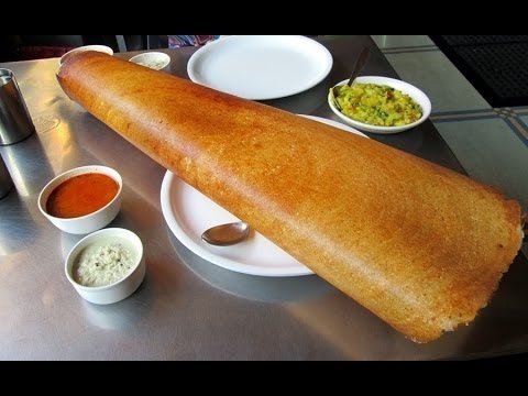 PAPER DOSA, INDIAN FOOD, HUGE PAPER DOSA MADE IN AN INDIAN FOOD RESTAURANT