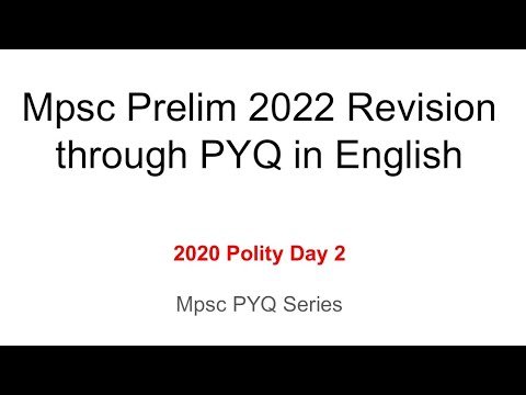 MPSC PYQ Series in English | Polity PYQ Analysis | MPSC 2020 prelim polity solution | Rajyaseva 2022