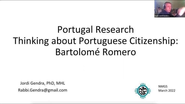 NMGS Quarterly Talks: Rabbi Jordi Gendra-Molina: "Thinking About Portuguese Citizenship" 12 Mar 2022