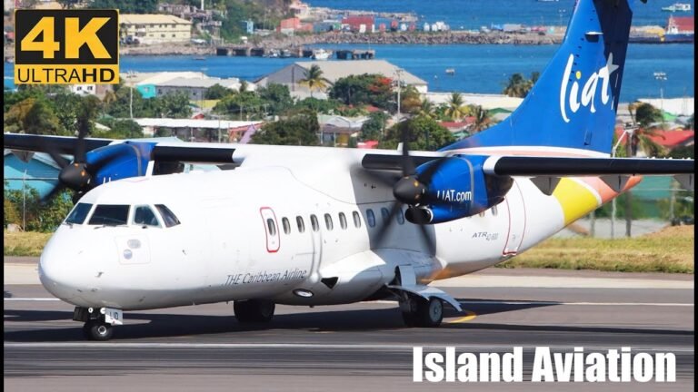 (4K) The Caribbean Airline Lining Up For Departure/ LIAT ATR 42-600 @ St. Kitts/Eastern Caribbean