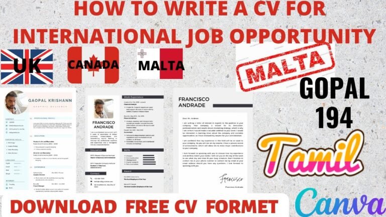 How to write a CV for International Job opportunity | Malta tamil | Malta Gopal | Gopal 194