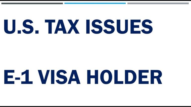 U.S. Tax Issues for an E-1 Visa Holder?