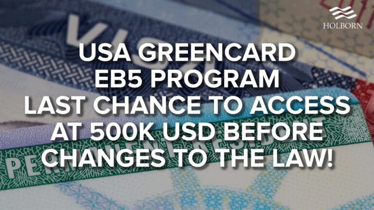 USA Greencard EB5 Program   Last Chance to Access at 500k USD Before Changes to the Law!