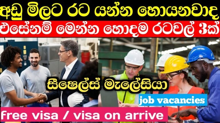 වීසා නැතුව ගිහින් ජොබ් කරන්න ඔබත් හොයනවද? | visa free | visa on arrive