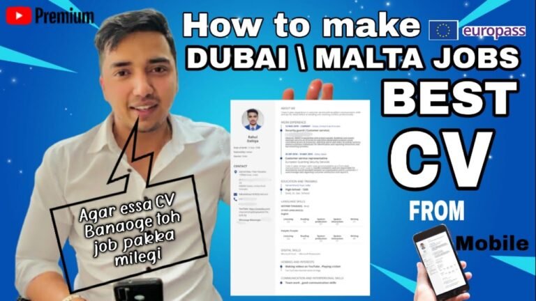 Best CV formats for jobs in Dubai and malta | How to make Europass CV | FULL Details in hindi