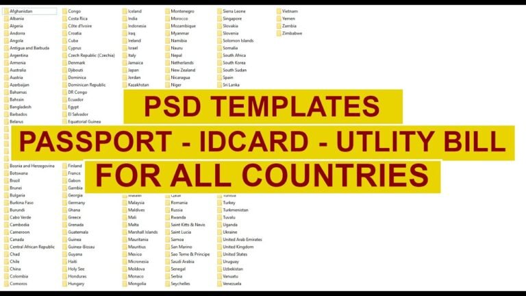 Templates Passport-IDCard-Utlity Bill For All countries | High quality