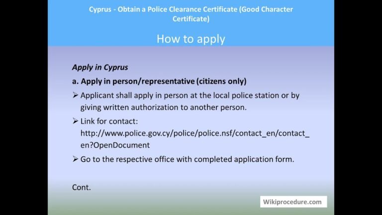 Cyprus – Police Clearance Certificate (good Character Certificate) for Non-Citizens (Foreigner)