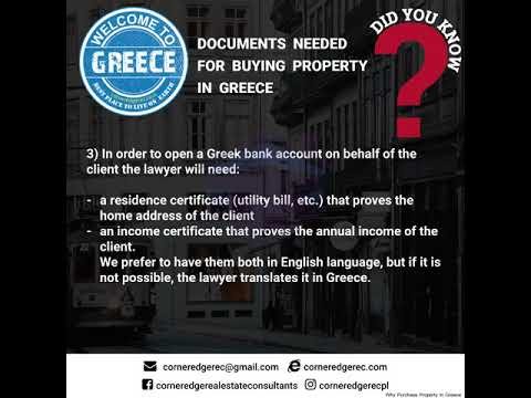 Documents needed for Buying Property In Greece