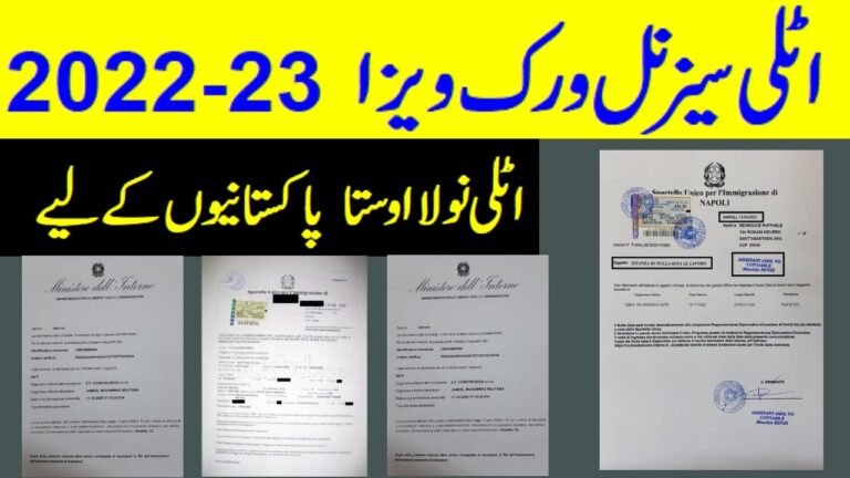 Italy Nulla Osta Pakistani citizen | Italy seasonal and non seasonal work visa for Pakistani 2022-23