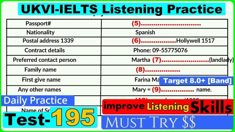 UKVI IELTS Listening Practice Test 2022 With Answers – 195